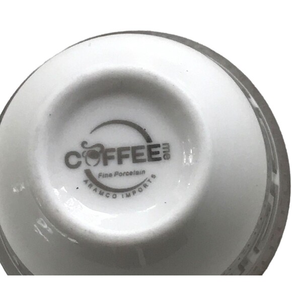 Aramco Imports Demitasse Espresso Coffee Cups 2"  White Decorative Silver Trim 6 - Picture 3 of 4